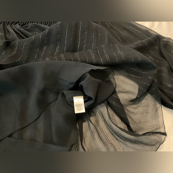 Unsubscribed black pintuck silk blouse with silver metallic accents - size 4/NWT - Picture 7 of 15